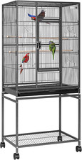 54 Inch Wrought Iron Large Bird Flight Cage with Rolling Stand for Parakeets Can