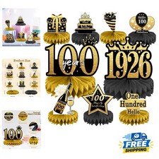 Charming 100th Birthday Centerpiece Decorations - 9PC Honeycomb Design