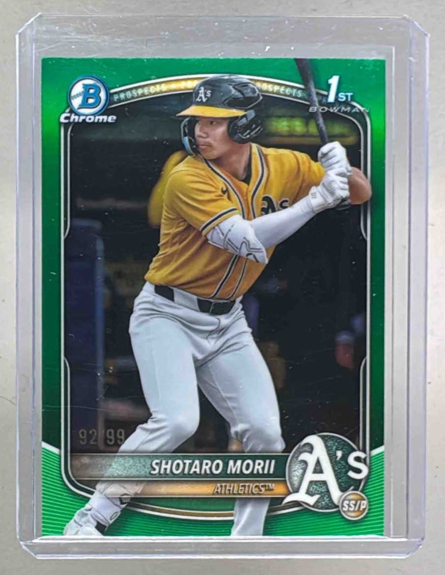 Shotaro Morii 2025 Bowman Chrome #BCP-170 Green Refractor 1st RC /99