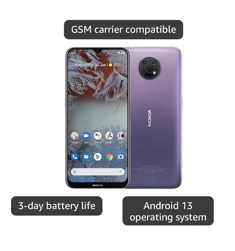 Smartphone Nokia G10 Desbloqueado GSM/AT&T/T-Mobile 64GB 3GBRAM 13MP Android Púrpura Foto 3 de 4