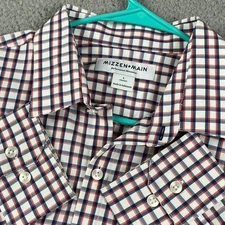 Mizzen+Main L Classic Fit Performance Red Blue Plaid Button Down Dress Shirt