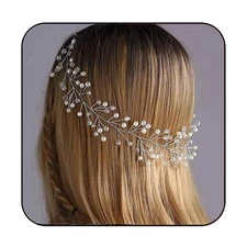 Wedding Hair Vine Silver Crystal Pearl Rhinestone Headpiece Bridal Accessory
