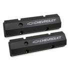 Holley Valve Cover Set 241-288; Track Series Fabricated Black for SBC