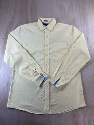 Tommy Hilfiger Slim Fit Hemd Herren 16 34/35 gelb weiß Gingham Karo Oxford