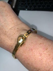 Authentic Gold Plated Belt Bracelet Horseshoe Buckle Latch