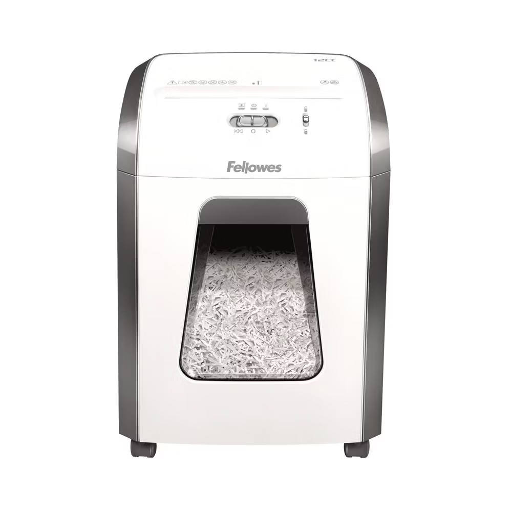 Fellowes Powershred 12-Sheet Cross-Cut Paper Shredder - Whit