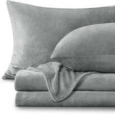 Cozy Fleece Queen Sheet Set - Soft Plush Bedding for Winter Grey, 4 Pieces 