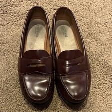 Men's Brown Penny Loafer Dress Shoes Slip-On Faux Leather Round Toe US 7