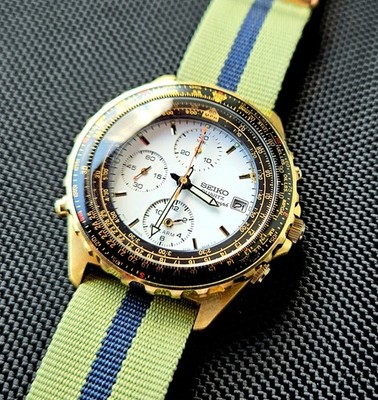 Seiko Vintage Flightmaster gold tone 7T34-6A09 Mod case and
