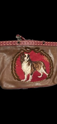 Isabella Fiore Cavalier King Charles Spaniel Dog Embroidered Leather Bag