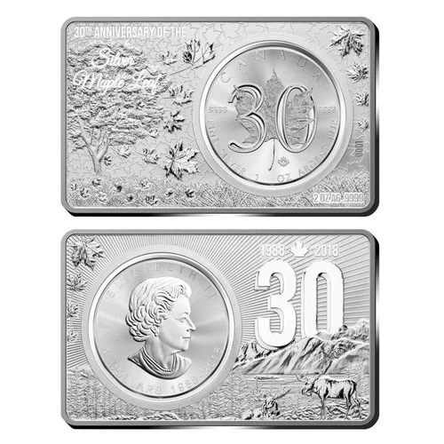 Maple Leaf Silver Silver Bar 2oz 999 Refined Non-magnetic
