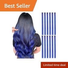 DOORES 22 Inch Blue Hair Extensions, 12 Pcs Colored Clip in Hair Extensions P...