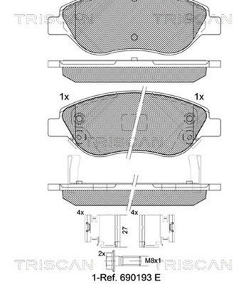 TRISCAN Bremsbelagsatz Scheibenbremse 8110 15073 für FIAT TIPO 357HXN1A 357SXN1A
