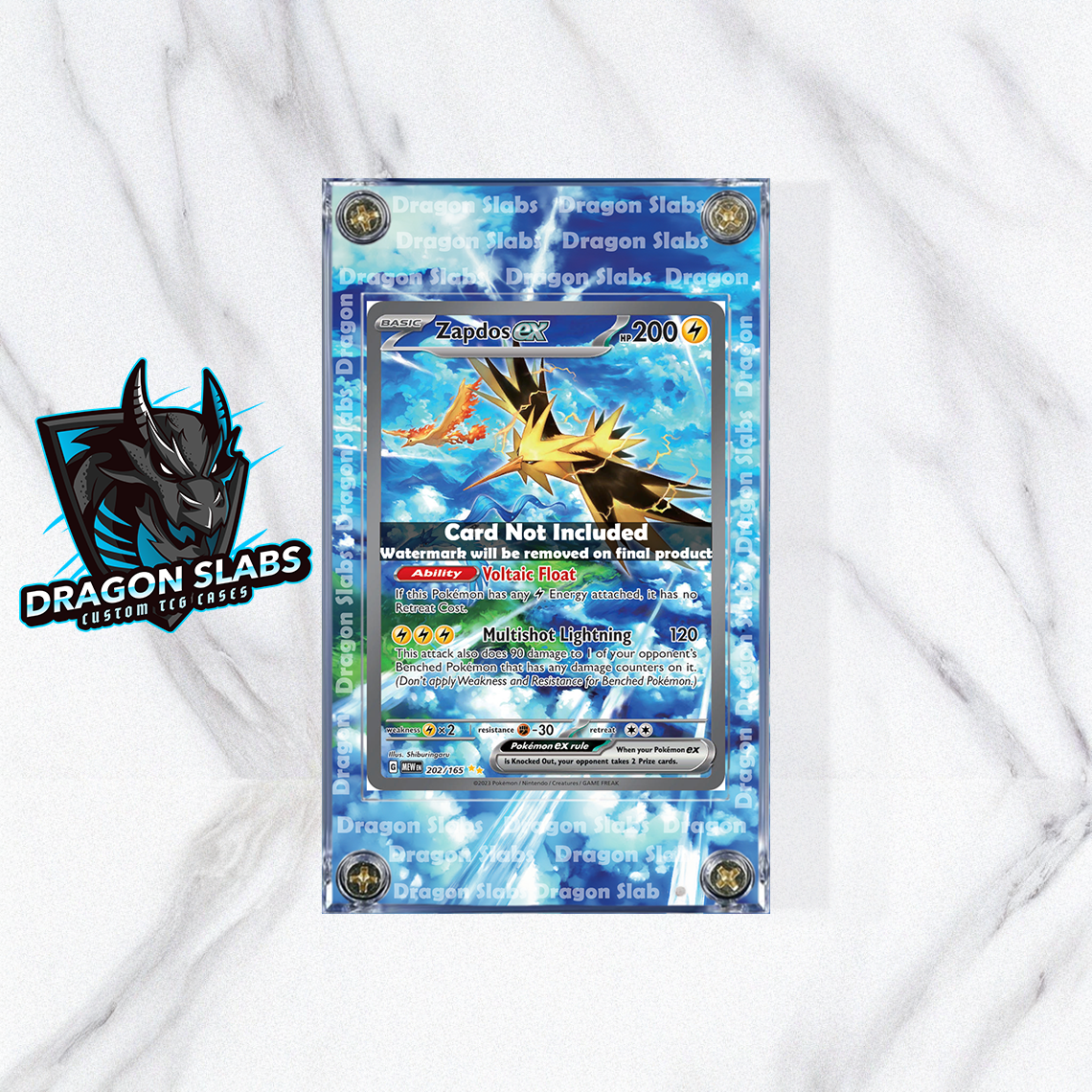 Pokemon 151 Zapdos EX 202 Custom Display Case Slab Extended