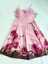 New with Tag Pink Spaghetti strap Nine West silk Party Cocktail dress Size 2