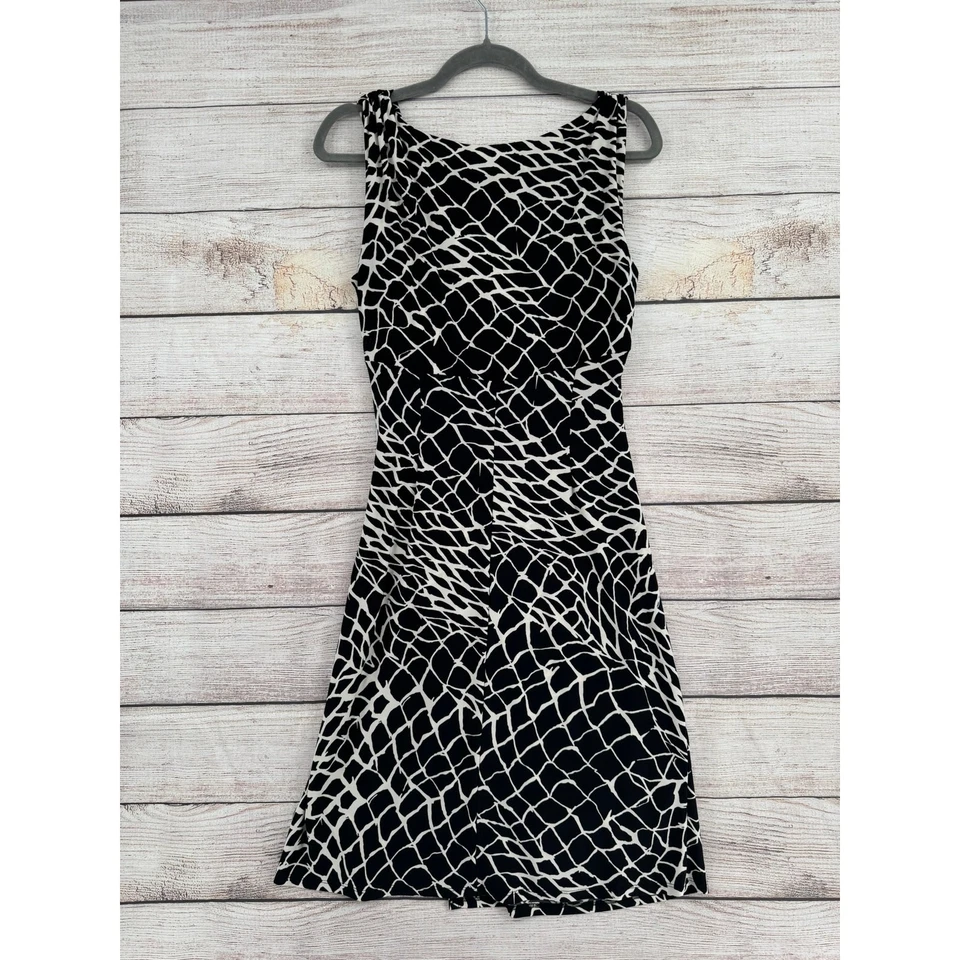 Vestido ajustado lateral acanalado Lauren Ralph Lauren para mujer 8 negro blanco envolvente sintético Foto 2 de 4