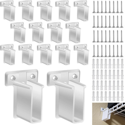 White Wire Shelf End Bracket 16 Pack Closet Support Plastic Wall Mount with Scre