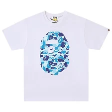 BAPE ABC Camo Big Ape Head T-shirt White Blue | A Bathing Ape