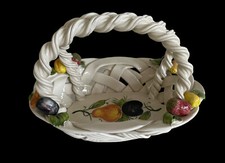 Capodimonte Weaved Basket Fruits Rope Double Handle Made In ITALY Vintage