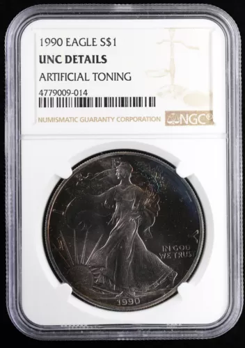 1990 American Silver Eagle NGC UNC Details Toning | UNC BU ASE