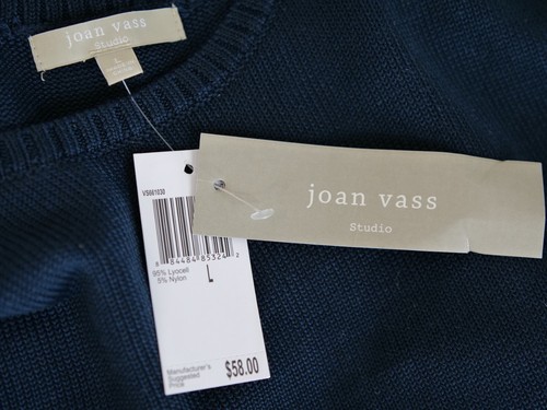 Knit sweater vest Cable Knit Tank Top Fitted Blue JOAN VASS STUDIO Sleeveless - Picture 6 of 6