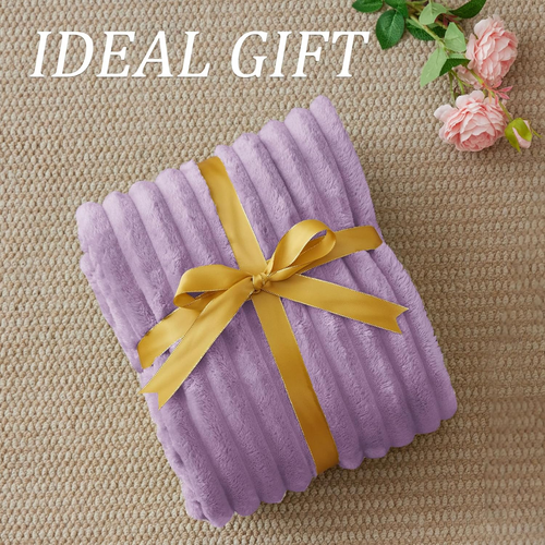 Fleece Throw Blanket for Couch - 300GSM Soft & Warm Fluffy Lilac Blanket, Decora - Picture 6 of 12
