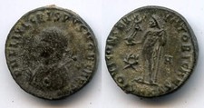Rare (R3) IVI CONSERVATORI follis of Crispus (317-326 AD), Cyzicus mint, Roman E