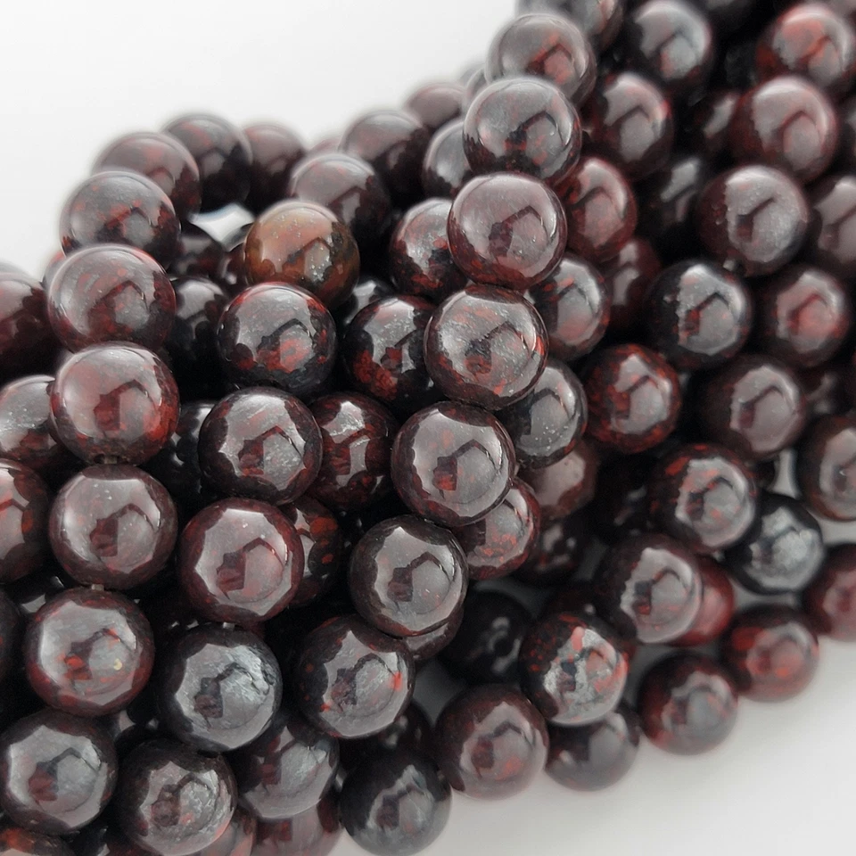 Китайский курица крови камень бусины гелиотроп натуральный гладкий круглый бисер 6 мм 8 мм - Изображение 3 из 4