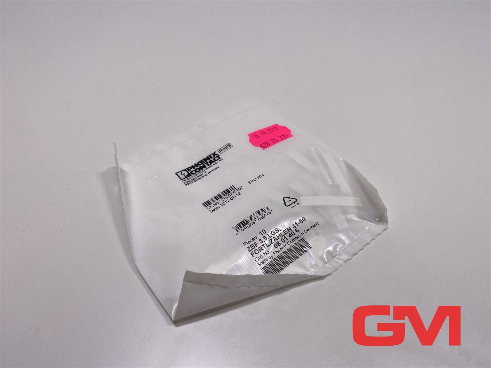 VE 10X Phoenix Contact Zackband ZBF 3.5, LGS: FORTL. ZAHLEN 41-50 Strips 0801406