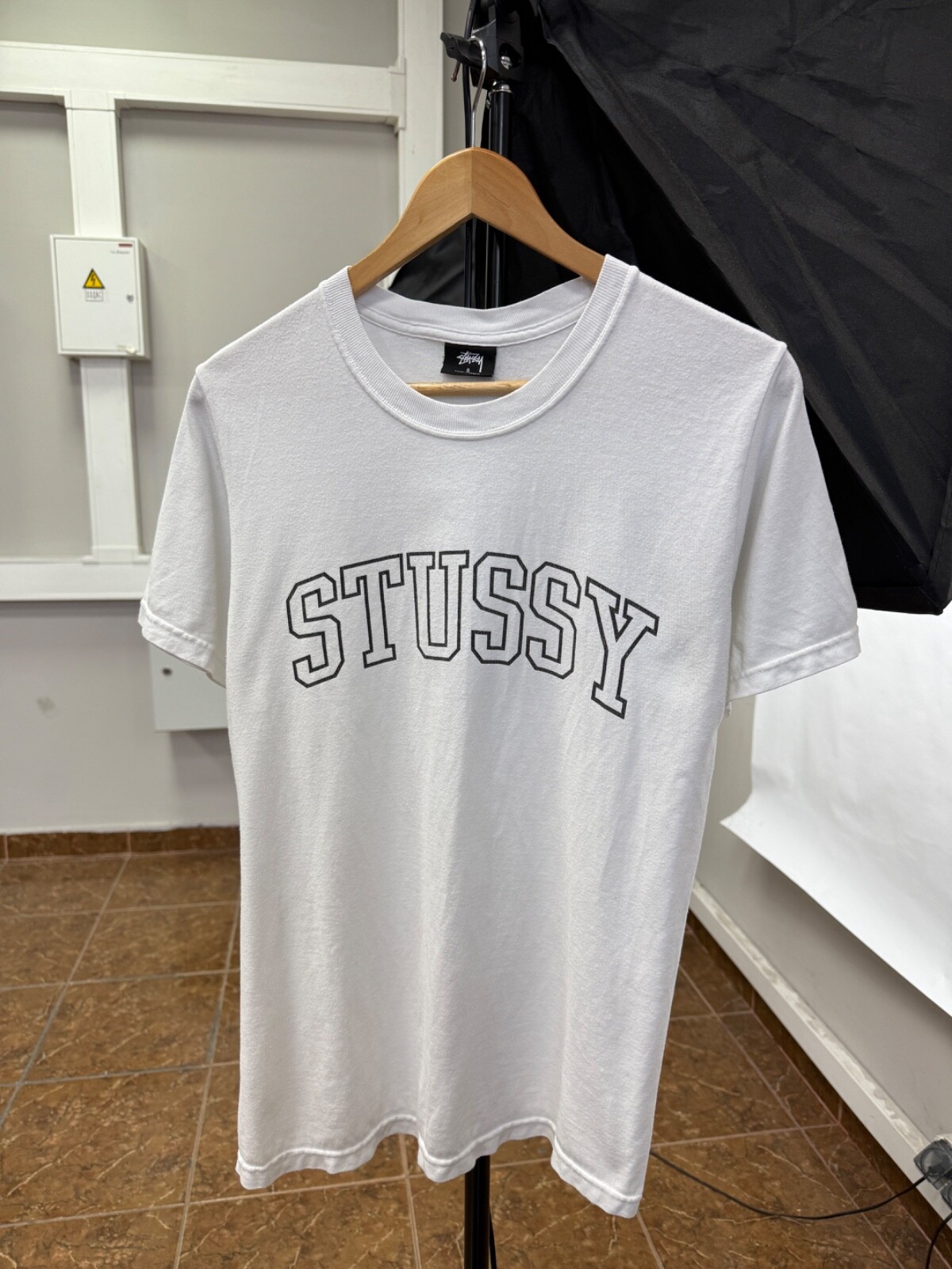 Vintage Y2K Stussy Big Logo Retro T-Shirt White Size S Rare Hype