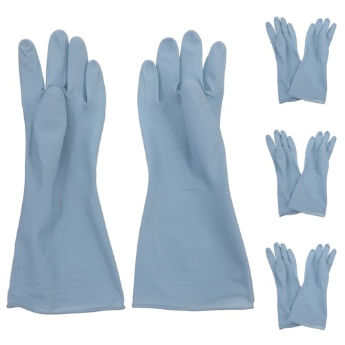 4 Pairs Waterproof Rubber Gloves Washing Large Dishwashing Miss Man
