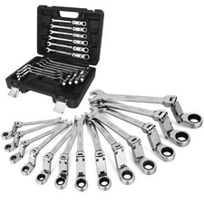 Ratchet Wrenches Set 13pcs Double Jointed Flex Head Ratcheting Wrench Set Sae 1/