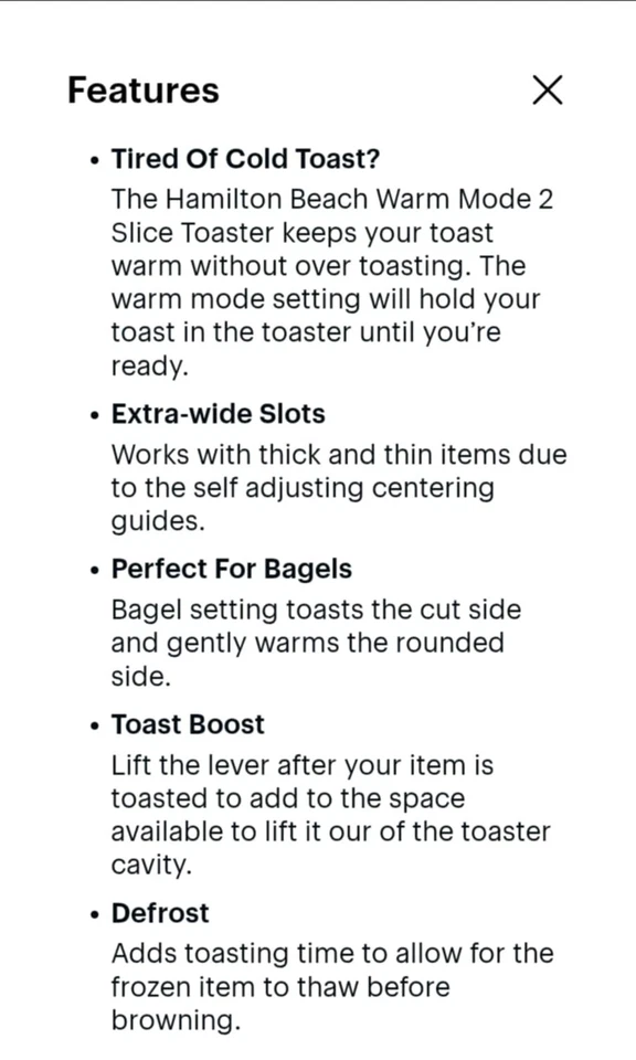 Hamilton Beach 22810 2-Slice Keep Warm Toaster - Image 3 of 4