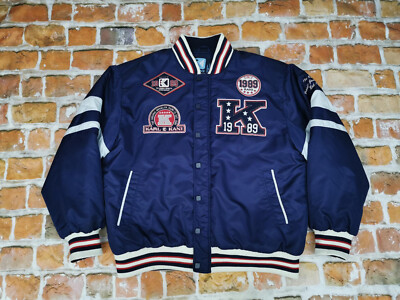 New Karl Kani 1989 Vintage Baseball USA Bomber Jacket Navy Varsity