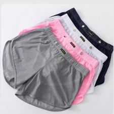 Men Mesh Net Shorts Underwear Net Boxer Briefs Pants Casual Lounge Sports Gym