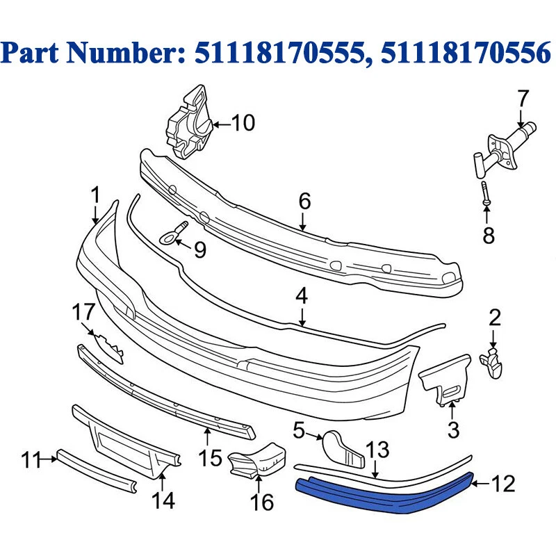 Bumper Trim Set Fits For 1995-2001 BMW 740i 740iL 750iL Front Outer 51118125309 Foto 2 de 4