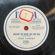 DECCA 27836 PROMO Don Cherry 78rpm Grievin' My Heart Out for You/I Can't Help It