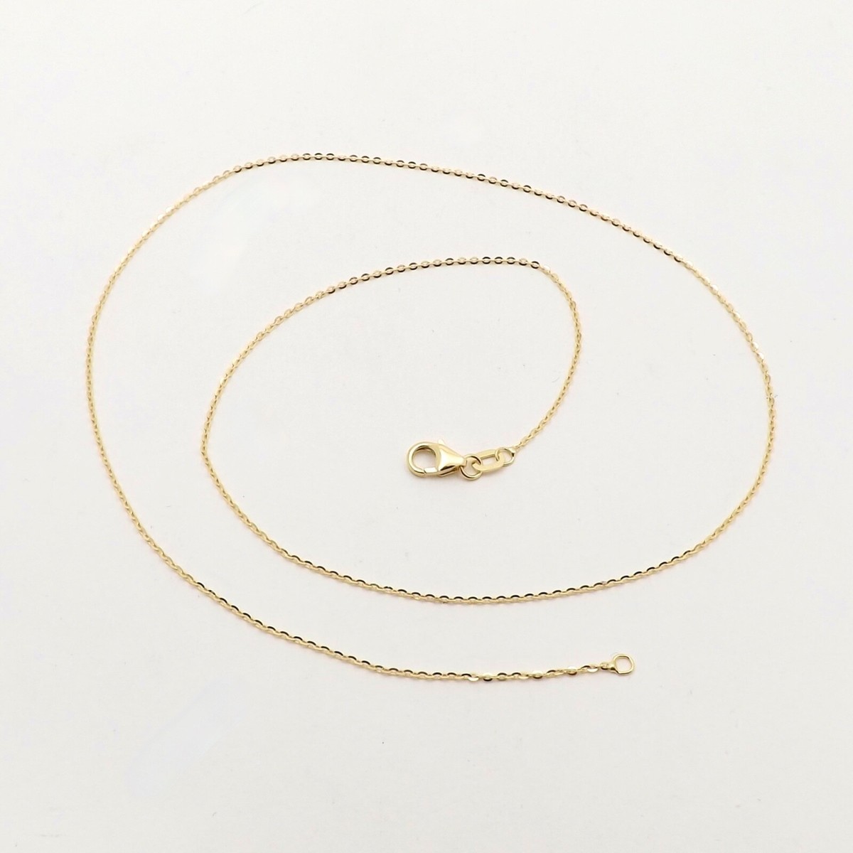 Solid 18k Gold Diamond Cut Cable Link Pendant Chain Necklace Italy