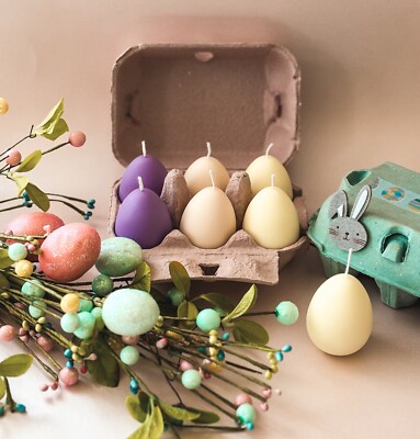 Ostern Soja Ei Form Kerzen in Box bunt unparfümiert Stumpenkerzen