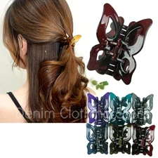 6 Pieces Korean Clear Butterfly Hair Claw Jaw Clip Clamp Comb Scallop Lots 2.5"