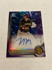 2022 BOWMAN CHROME DRAFT NATHAN MARTORELLA 166/250 PURPLE ON CARD AUTO 1ST PADRE