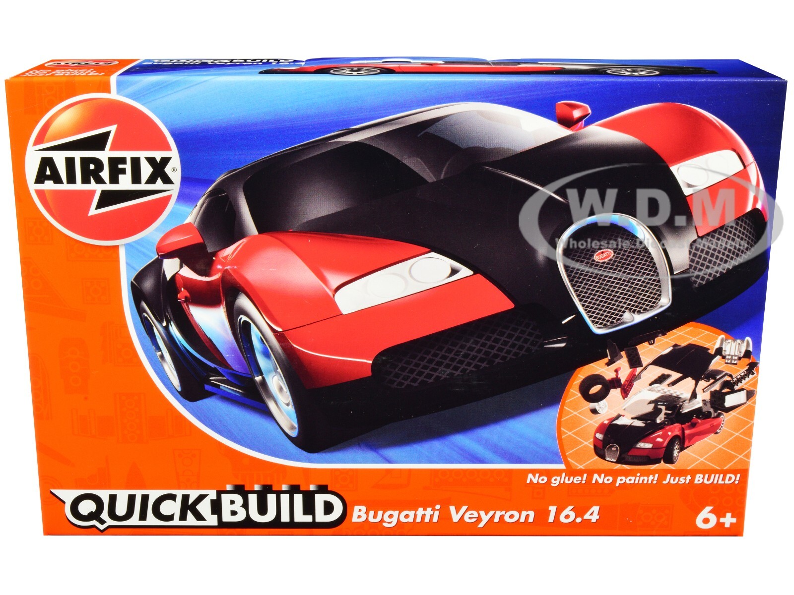 АВТОМОБИЛЬНЫЙ КОМПЛЕКТ ДЛЯ СБОРКИ ПЛАСТИКОВЫХ МОДЕЛЕЙ BUGATTI VEYRON RED/BLK ОТ AIRFIX QUICKBUILD J6020