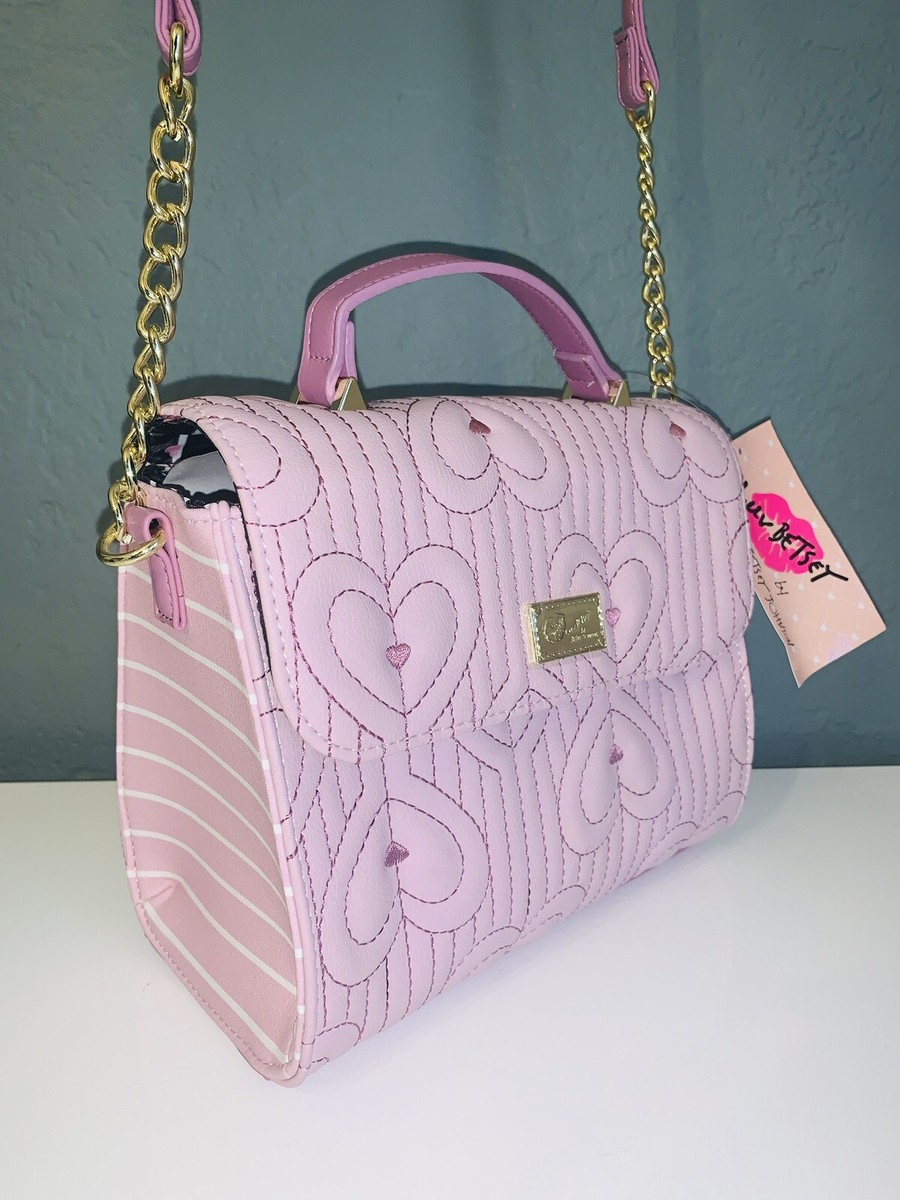 Luv BETseY 鞄 アメリカ雑貨 ハート Luv Betsey Johnson Pink Lavender Quilted Hearts Crossbody