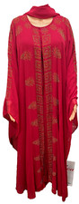 Rich Anty vibe red abaya Kaftan for Ladies and women African gown with scarf