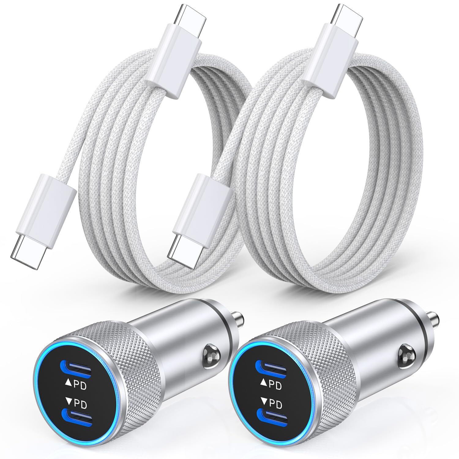 iPhone 16 Fast Charger 2Pack Dual USB-C Car Charger Rapid Charging