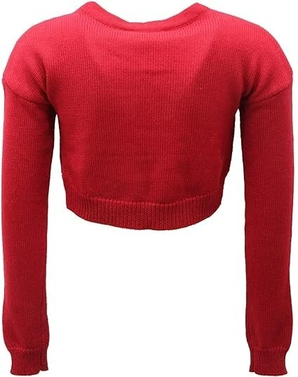 Monnalisa Maglione Bimba Girl Dark Red Studded Knit Shrug Crop Sweater  Sz 8 - Image 2 of 4