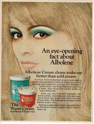 1973 ALBOLENE Skin Cream pretty girl eyes Vintage Print Ad
