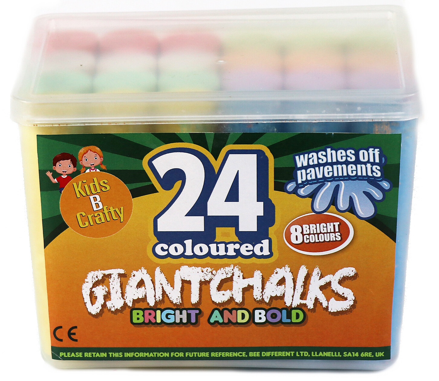 Galt Toys - 20 Craies Géantes Pour Trottoir - 7 Couleurs - Longueur 10,5 Cm - Pour Enfants à Partir De 3 Ans