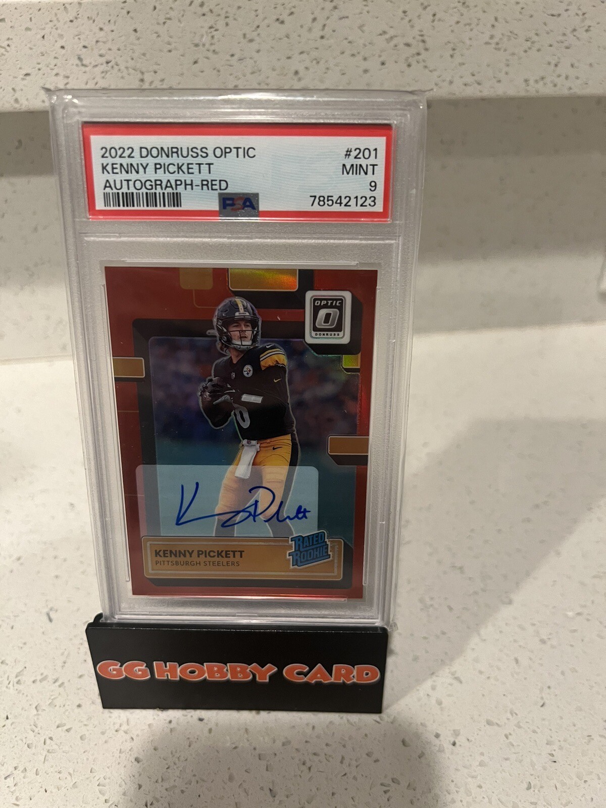 2022 Optic Kenny Pickett Rated Rookie RED Prizm Auto /75 - STEELERS PSA 9 📈 🔥