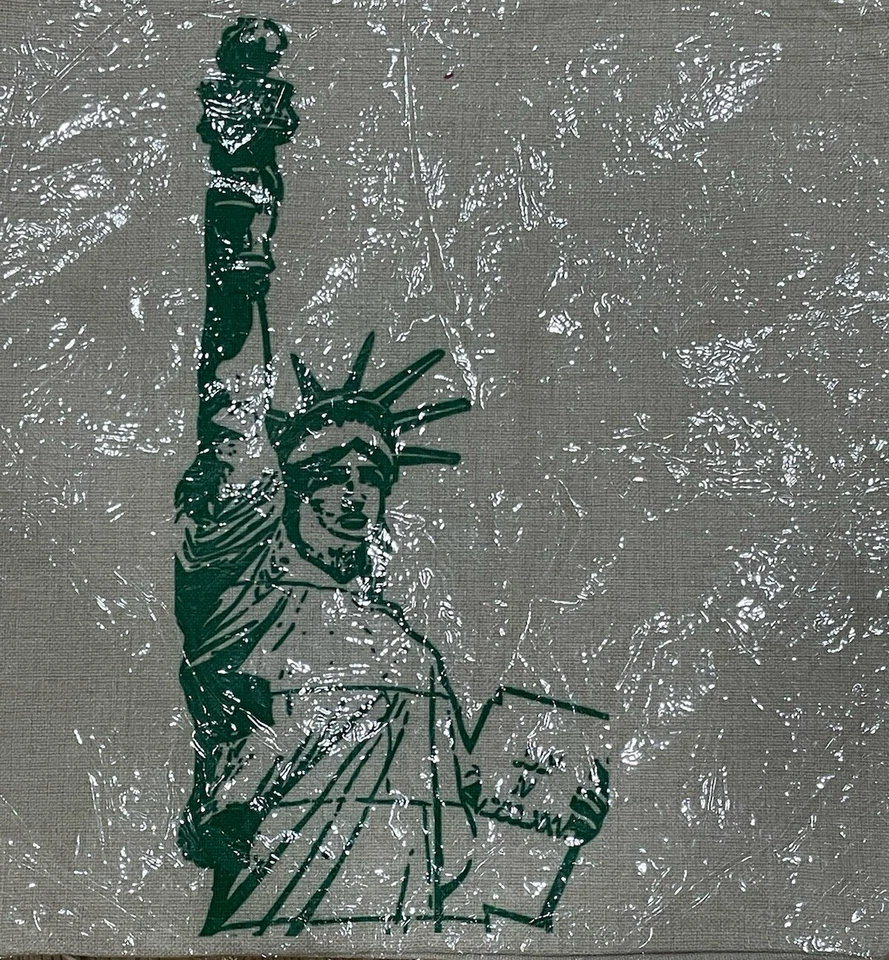 "Funda de Almohada Estatua de la Libertad Decoración Arpillera Cremallera 17 x 17"" Nueva en Paquete"  Foto 3 de 4